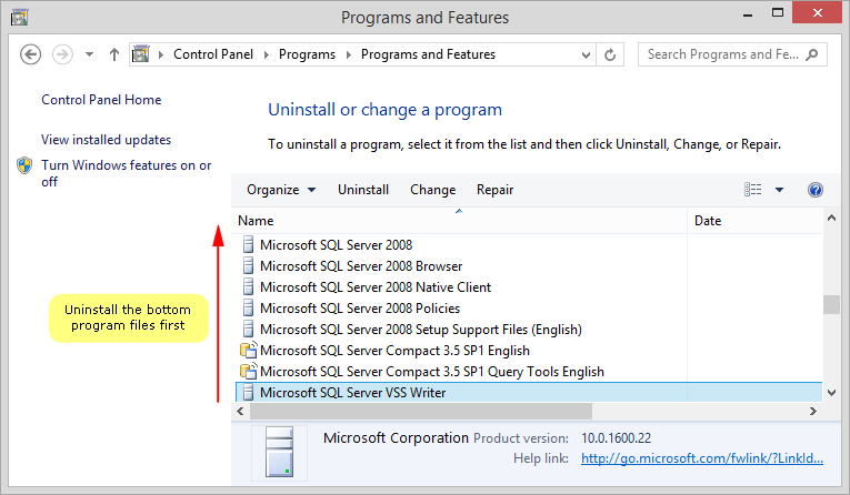 Can i uninstall microsoft sql server 2005